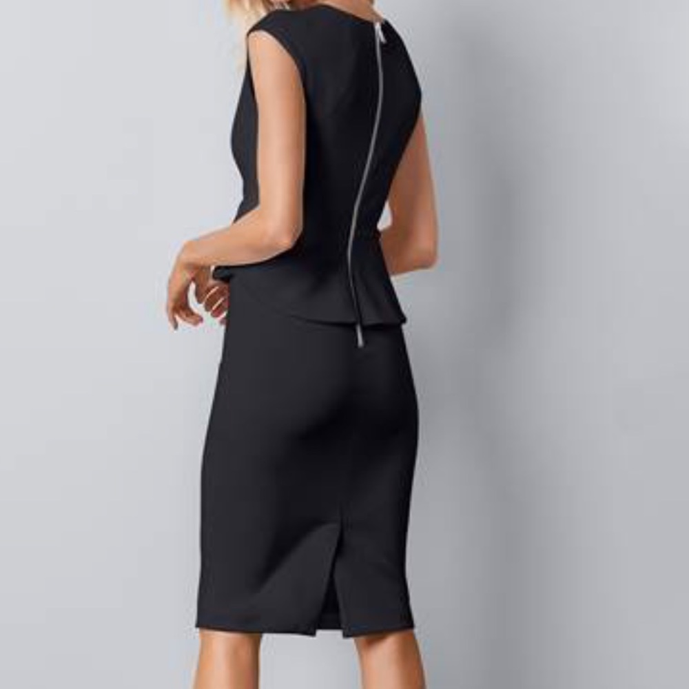Venus Black Dress Peplum silhouette Form Size Large 10/12